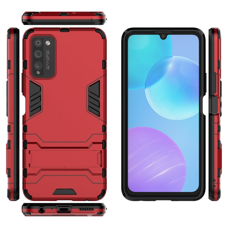 Para Huawei Honor 30 Lite PC + TPU Funda protectora a prueba de golpes con soporte invisible (rojo)