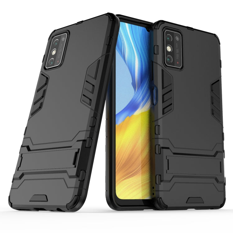 Para Huawei Honor X10 Max PC + TPU Funda protectora a prueba de golpes con soporte invisible (Negro)