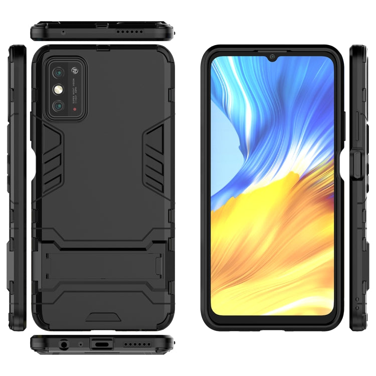 Para Huawei Honor X10 Max PC + TPU Funda protectora a prueba de golpes con soporte invisible (Negro)