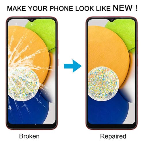 Obiettivo in vetro Schermo frontale Samsung Galaxy A03 SM-A035F con adesivo OCA (10 pezzi)