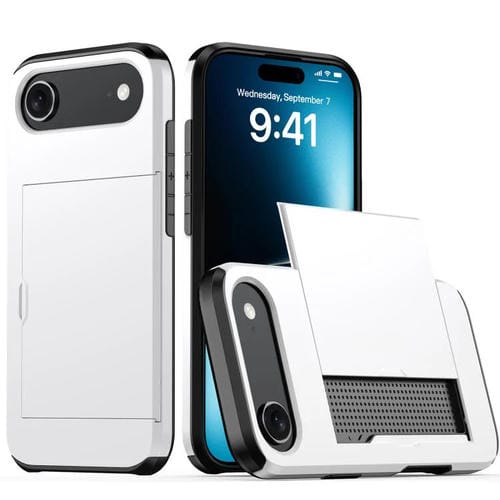 Funda protectora a prueba de golpes para iPhone 17 Air con ranura para tarjetas (blanca)