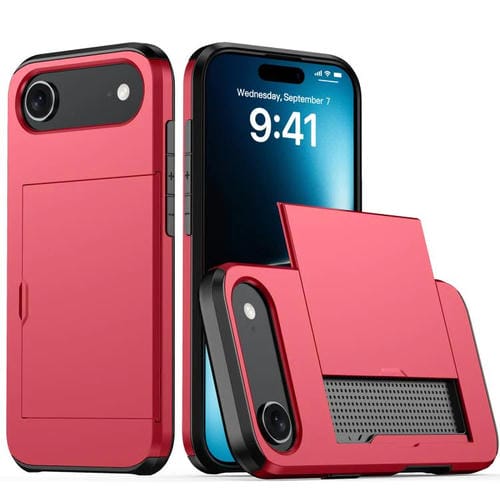 Funda protectora a prueba de golpes para iPhone 17 Air con ranura para tarjetas (roja)