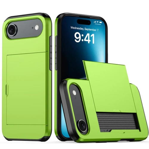 Funda protectora a prueba de golpes para iPhone 17 Air con ranura para tarjetas (verde)