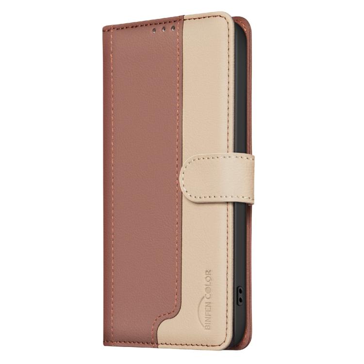 Funda de cuero antirrobo RFID a juego para Infinix Smart 10 4G (marrón)