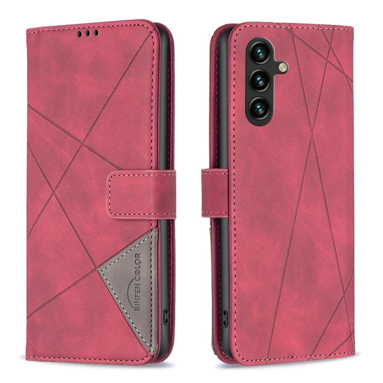 Funda de cuero con textura romboidal y hebilla magnética para Samsung Galaxy S25 FE 5G (roja)