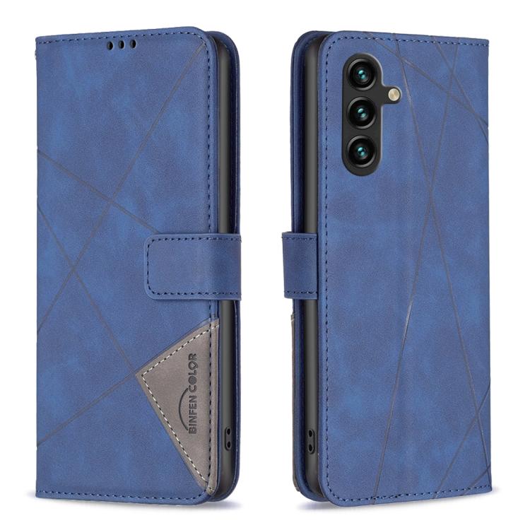 Funda de cuero con textura romboidal y hebilla magnética para Samsung Galaxy S25 FE 5G (azul)