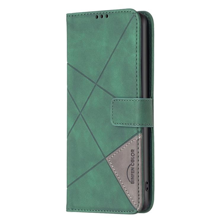Funda de cuero con textura romboidal y hebilla magnética para Samsung Galaxy S25 FE 5G (verde)