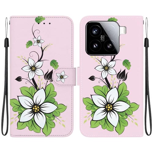 Funda De Cuero Con Dibujo De Colores Y Textura De Cristal Para Xiaomi 15 (Lily)