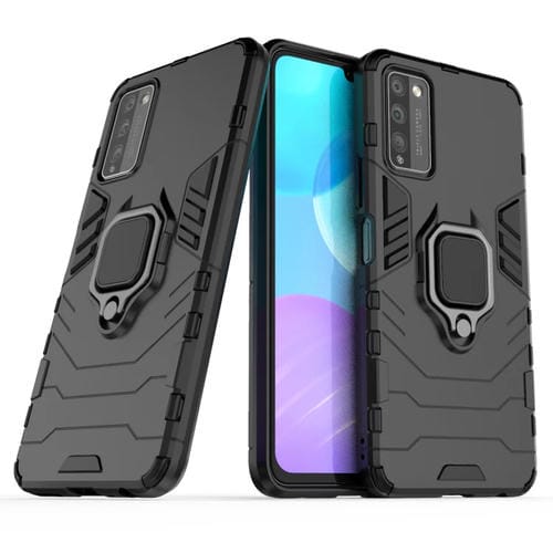 Para Huawei Honor 30 Lite Funda protectora PC + TPU a prueba de golpes con soporte para anillo magnético (Negro)