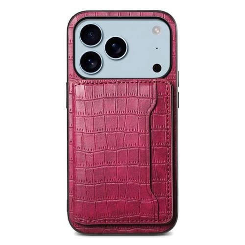 Funda para iPhone 17 Pro con textura de cocodrilo y diseño de cartera de cobertura total (roja)