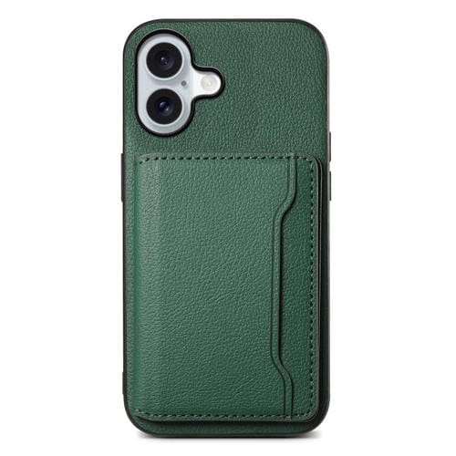 Funda para iPhone 17 con textura de becerro y diseño de bolso de tarjeta de cobertura total (verde)