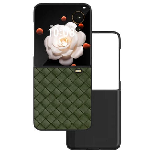 Funda para Honor Magic V Flip de PU con Textura Tejida y Marco Negro (Verde)