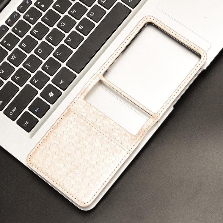 Funda de cuero con textura de puntos de panal para Samsung Galaxy Z Flip7 5G (dorada)