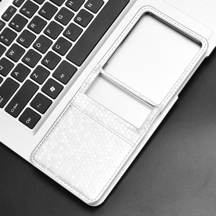 Funda de cuero con textura de panal y puntos para Samsung Galaxy Z Flip7 5G (plateada)