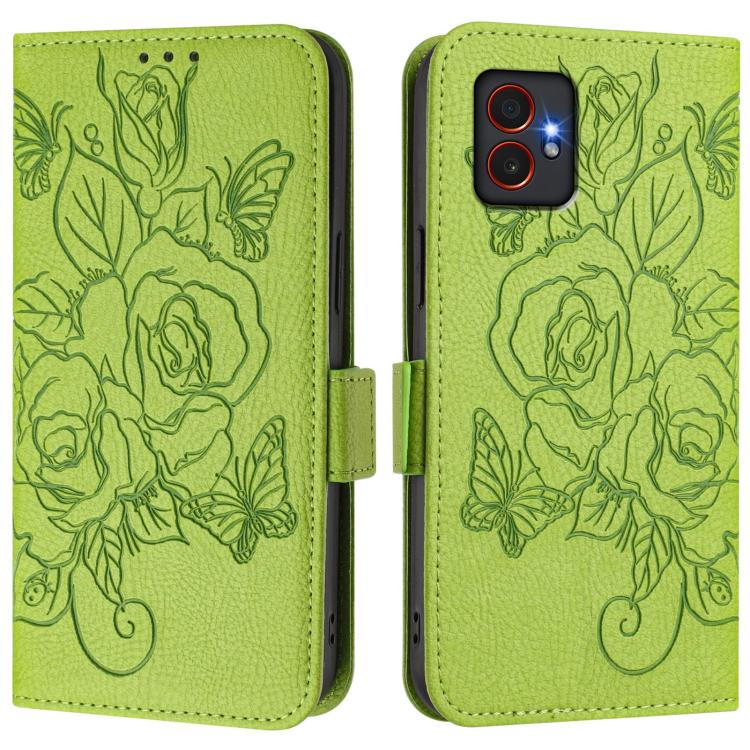 Funda de cuero antirrobo RFID con relieve rosa para Samsung Galaxy XCover7 Pro (verde)