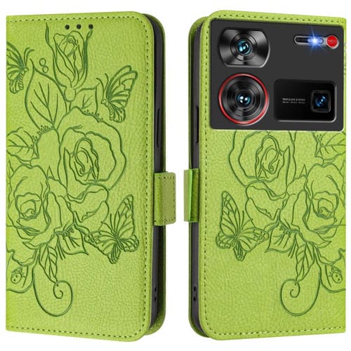 Funda de Cuero Antirrobo RFID con Relieve Rosa para ZTE Nubia Z60 Ultra (Verde)