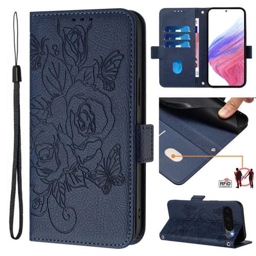 Funda de Cuero Antirrobo con Rfid para Google Pixel 10 5G y 10 Pro 5G (Azul Oscuro)