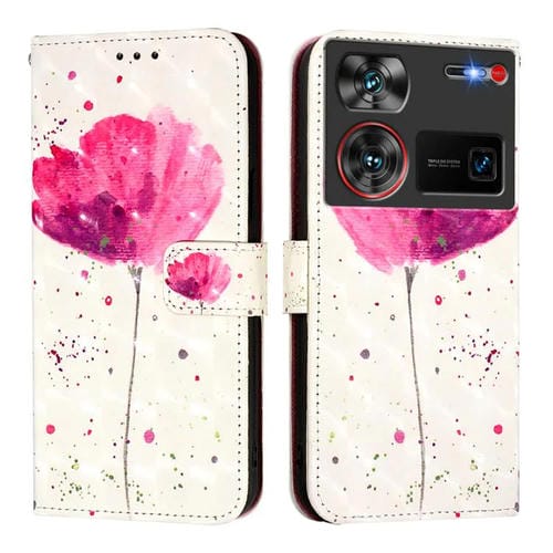 Funda de Cuero con Tapa Horizontal y Pintura 3D para ZTE Nubia Z60 Ultra (Flor)