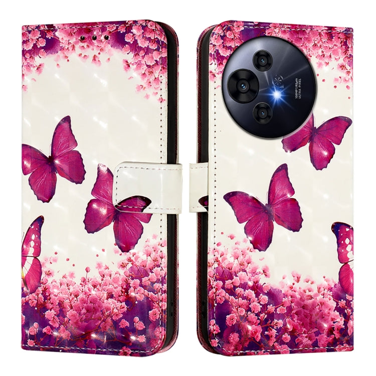 Funda de Cuero con Tapa Horizontal para TCL 50 Pro Nxtpaper con Pintura 3D (Mariposa Rosa)