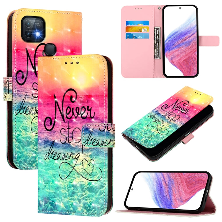 Funda de Cuero con Tapa Horizontal y Pintura 3D para Infinix Hot 10I (Chasing Dreams)