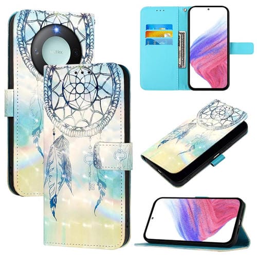 Funda de Cuero con Tapa Horizontal y Pintura 3D para Honor X9C 5G (Campanas de Viento de Ensueño)