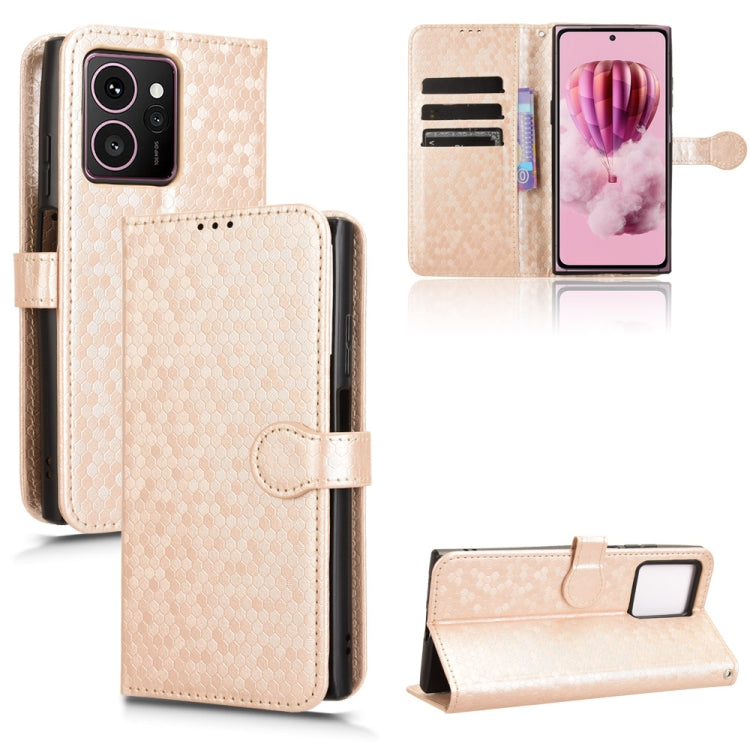 Funda de Cuero con Textura de Puntos Panal para HMD Skyline 5G (Dorada)