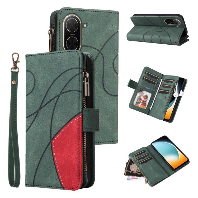 Funda de cuero con cremallera para Redmi A5 4G (171,7 mm) / Poco C71 (Verde)