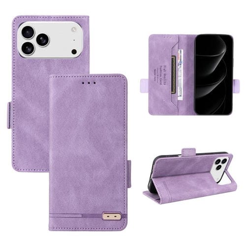 Funda de cuero con cierre magnético para iPhone 17 Pro Max (morado)