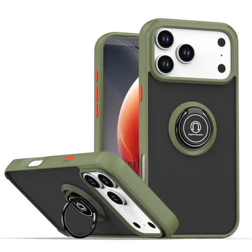 Funda de TPU + PC con aro para iPhone 17 Pro Max Q Shadow 1 Series (verde militar)