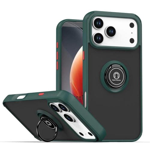 Funda de TPU + PC con anillo para iPhone 17 Pro Max Q Shadow 1 Series (verde oscuro)