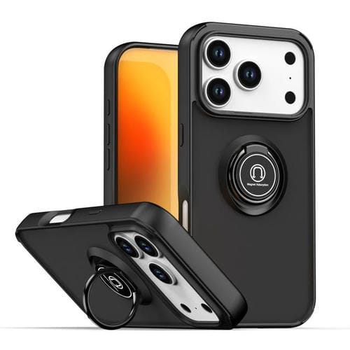 Funda de TPU + PC con anillo para iPhone 17 Pro Q Shadow 1 Series (Negro + Negro)