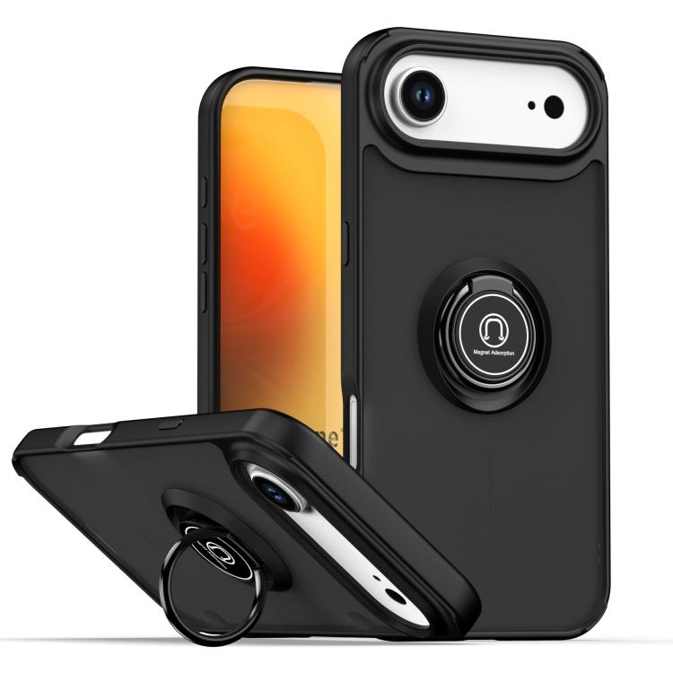 Funda de TPU + PC con anillo para iPhone 17 Air Q Shadow 1 Series (Negro + Negro)