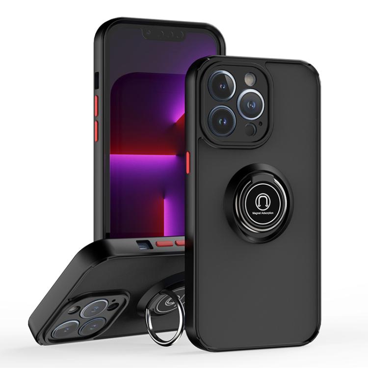 Funda de TPU + PC con anillo para iPhone 13 Pro Q Shadow 1 Series (negro y rojo)