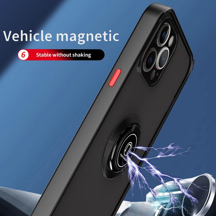 Funda de TPU + PC con anillo para iPhone 12 Pro Max Q Shadow 1 Series (negro y rojo)