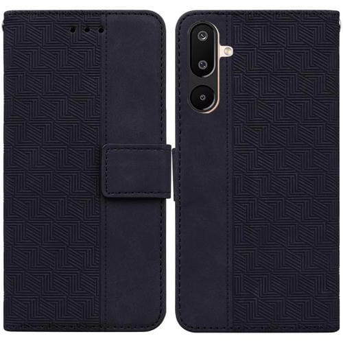 Funda de cuero con relieve geométrico para Samsung Galaxy M16 5G / F16 5G / M36 5G (negra)