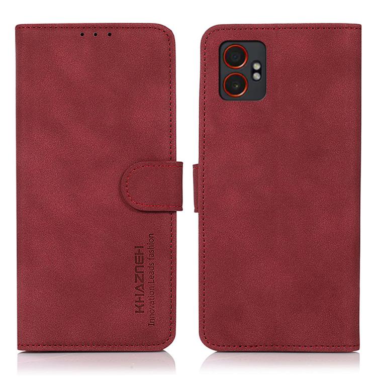 Funda de cuero con textura mate KHAZNEH para Samsung Galaxy XCover7 Pro (roja)
