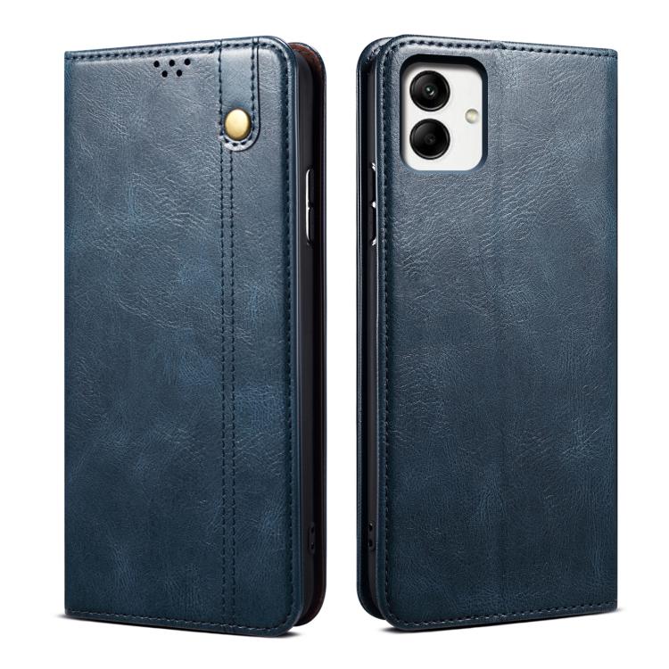 Funda de cuero con textura Crazy Horse y cera de aceite para Samsung Galaxy A07 4G (azul)