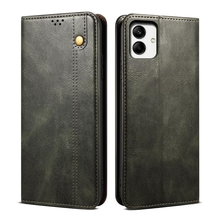 Funda de cuero con textura Crazy Horse y cera de aceite para Samsung Galaxy A07 4G (verde)