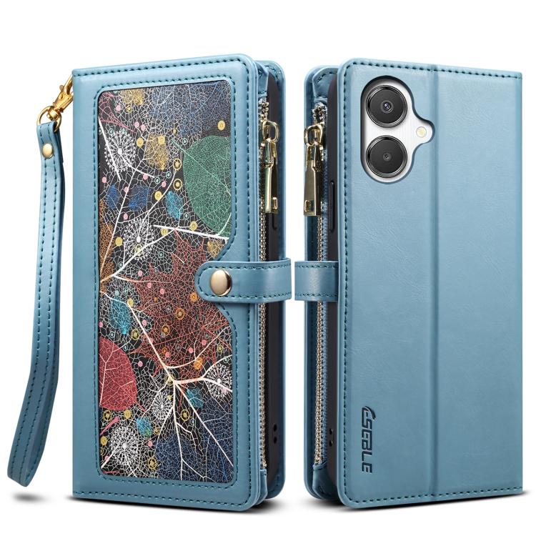Funda de cuero RFID con cremallera y cordón para Samsung Galaxy A07 4G ESEBLE Star Series (azul)