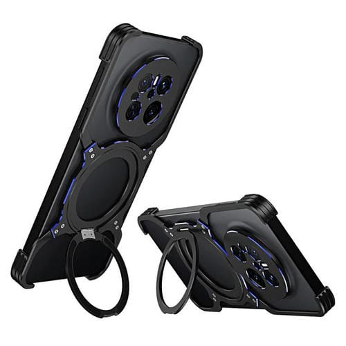 Funda Metal con Soporte Magsafe y Brazo Mecánico para Huawei Mate 70 (Negro y Azul)