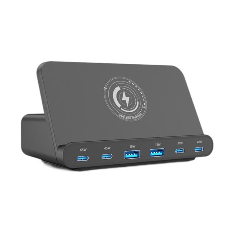 Cargador Multipuertos 160W 4 Tipo-C 2 Usb Compatible Carga Inalámbrica Qi (Enchufe Ee. Uu.)