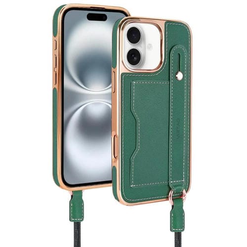 Estuche para Teléfono Vietao iPhone 16 Plus Ranura para Tarjeta Correa de Muñeca (Verde)