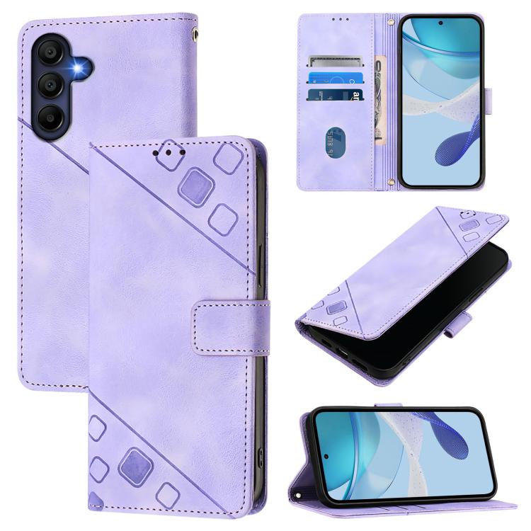 Funda de piel con relieve para Samsung Galaxy A17 5G (morado claro)