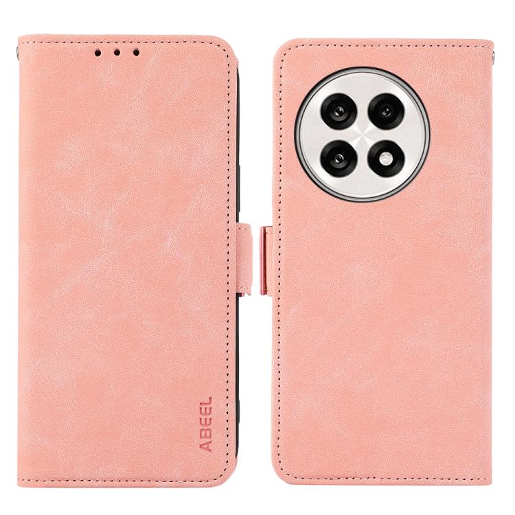 Funda de Cuero Abeel con Imán Rfid y Diseño Esmerilado para OnePlus 13R Global (Rosa)