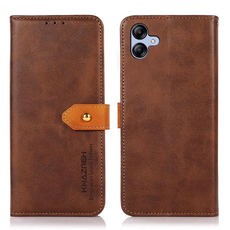 Funda de piel de vacuno bicolor KHAZNEH para Samsung Galaxy A07 5G (marrón)