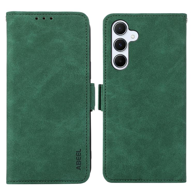 Funda de cuero magnético ABEEL con protección RFID para Samsung Galaxy A17 5G (verde)
