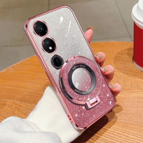 Funda TPU para Honor Play 40 con Soporte Redondo y Brillo Degradado (Rosa)