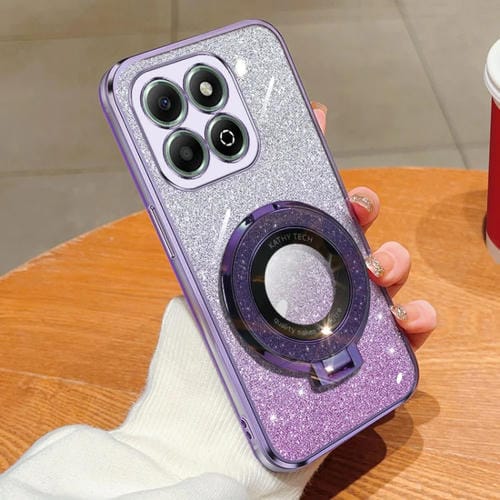 Funda para Teléfono Honor X6B TPU con Soporte Redondo y Purpurina Degradada (Morado)
