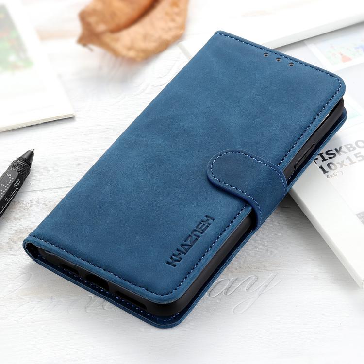 Funda de cuero con tapa horizontal y textura retro KHAZNEH para Samsung Galaxy A07 5G (azul)