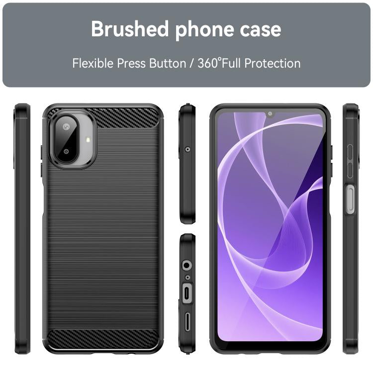 Funda de TPU con textura cepillada de fibra de carbono para Samsung Galaxy A07 4G (negra)